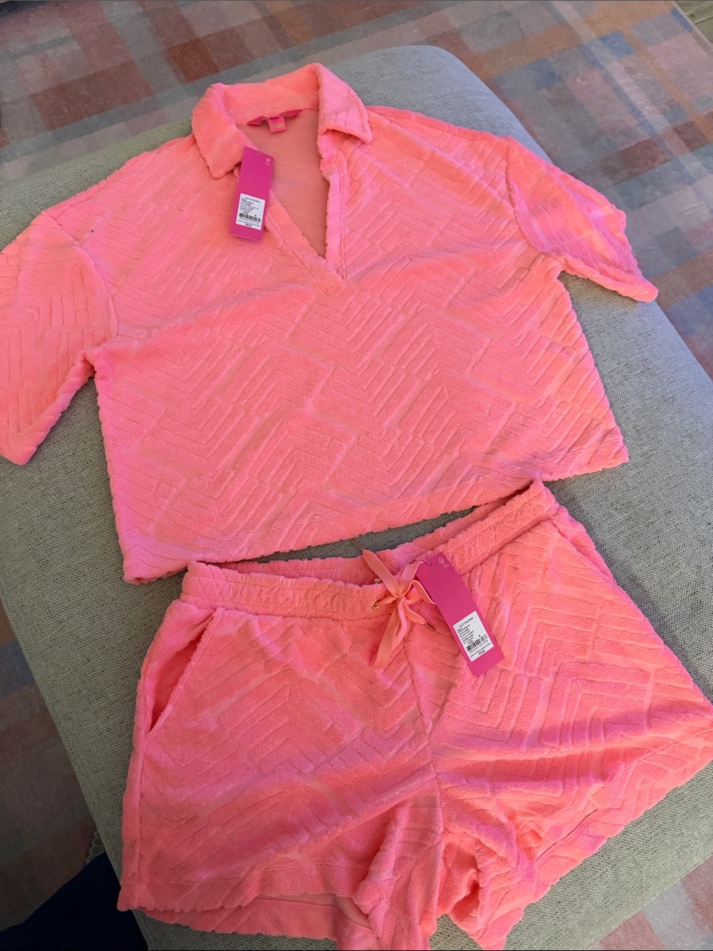 Lily Pulitzer Women’s Terry Polo Short Set in Bright Coral Pink